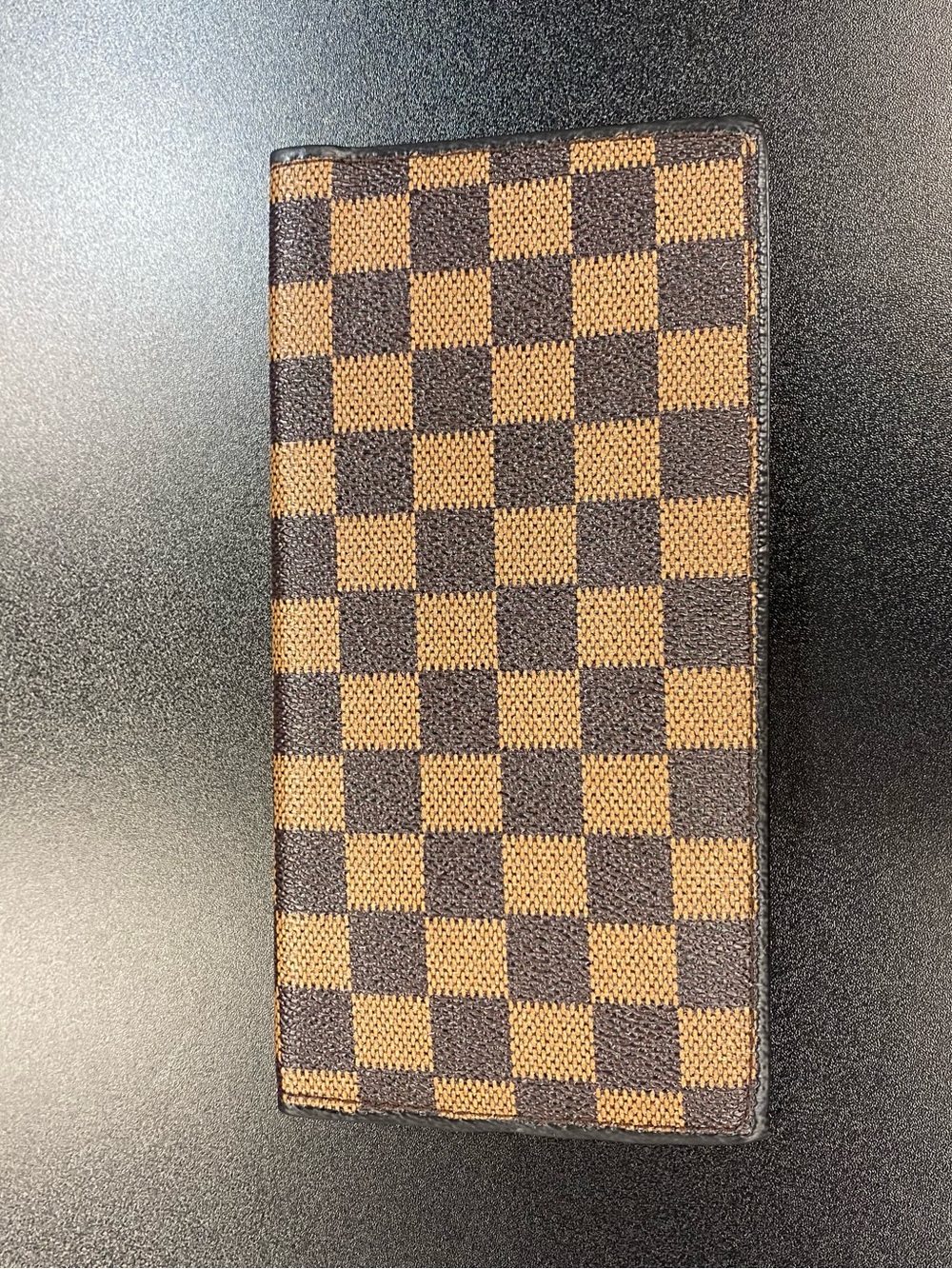 Brown Checkered Men's Long Wallet